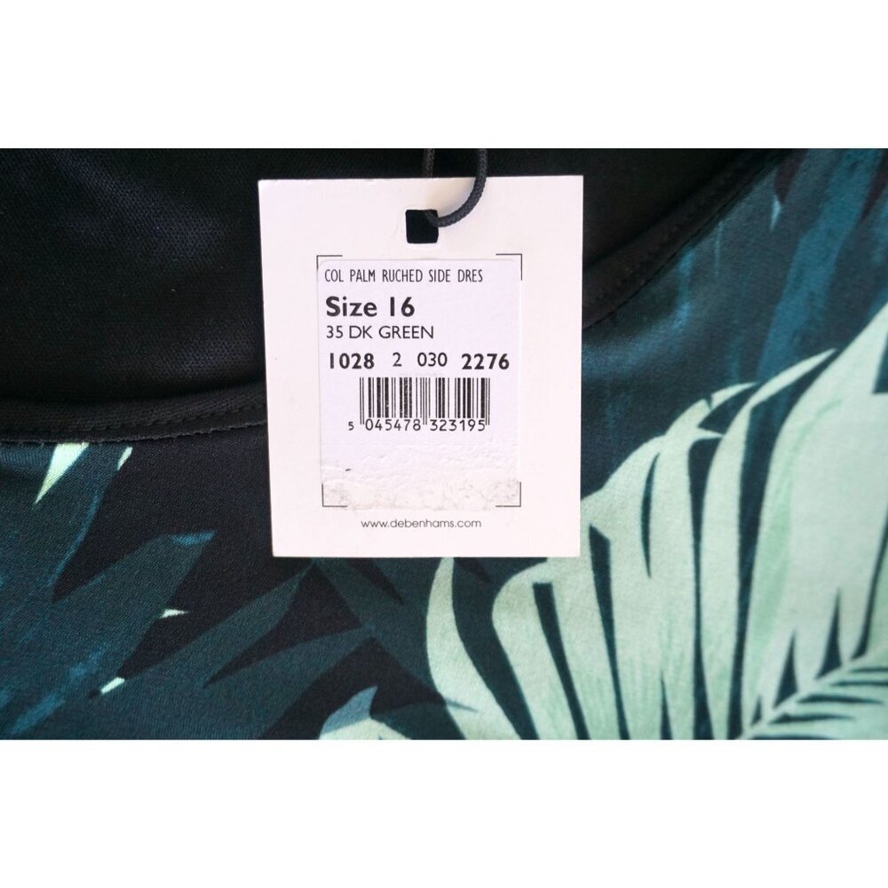 Debenhams The Collection Green Palm Leaf Print Shift Dress - Size 16, NWT - Picture 3 of 7